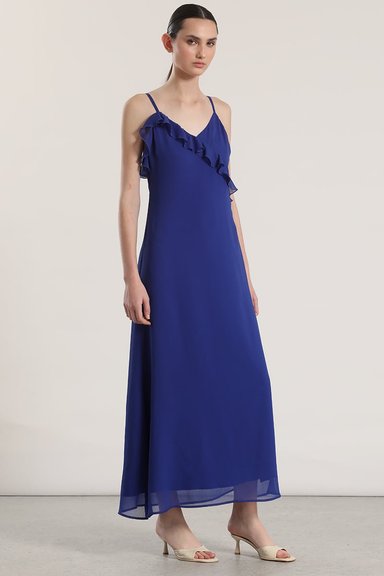 VESTIDO MAXI VOLANTES LIOLA MUJER AZULINO - 4