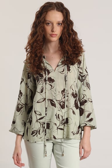 BLUSA ESTAMPADO FLORAL LIOLA MUJER VERDE - 1