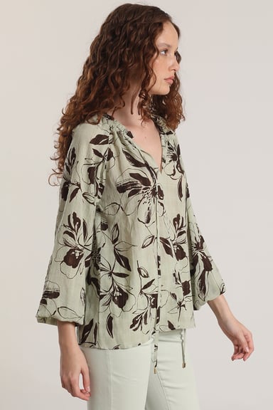 BLUSA ESTAMPADO FLORAL LIOLA MUJER VERDE - 4