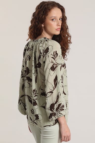 BLUSA ESTAMPADO FLORAL LIOLA MUJER VERDE - 5
