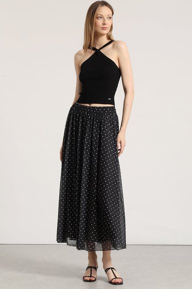 FALDA MIDI ESTAMPADO LIOLA MUJER NEGRO - 1