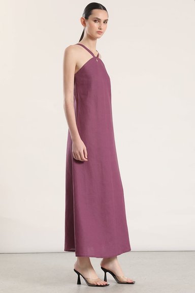 VESTIDO MAXI LINO LIOLA MUJER VINO - 2