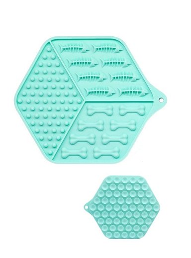 LICK MAT DE SILICONA PARA ALIMENTACION LENTA MASCOTAS - 3 TEXTURAS TURQUESA - 1