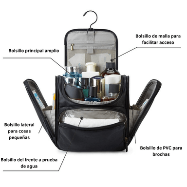 Bagsmart Neceser de Viaje Compacto en Cuero Sintético Negro - 3