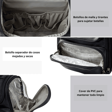 Bagsmart Neceser de Viaje Compacto en Cuero Sintético Negro - 4