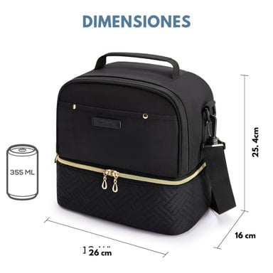TOURIT LONCHERA CON AISLAMIENTO TÉRMICO CUBIERTA DOBLE 10,6L - NEGRO - 2