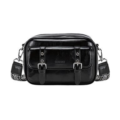 ECOUSI BOLSO MENSAJERO MIA CON CORREA ANCHA - NEGRO - 1