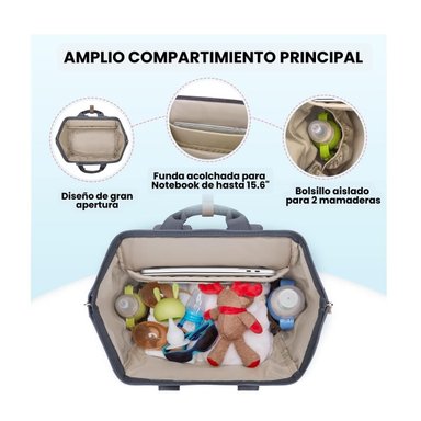 MOMMORE MOCHILA PARA EXTRACTOR DE LECHE PARA NOTEBOOK DE 15,6' - GRIS - 4