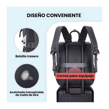 MOMMORE MOCHILA PARA EXTRACTOR DE LECHE PARA NOTEBOOK DE 15,6' - GRIS - 6