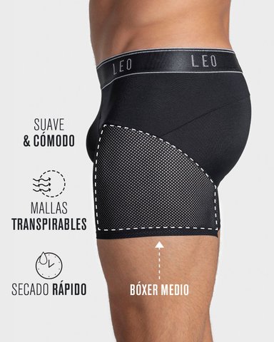BÓXER HOMBRE LEONISA 033272N DEPORTIVO AZUL - 3