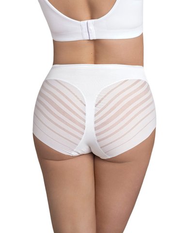 CALZÓN FAJA MUJER LEONISA 12903 CLÁSICO CON CONTROL MODERADO DE ABDOMEN Y BANDAS EN TUL BLANCO - 2