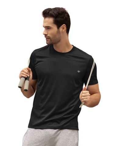 CAMISETA DEPORTIVA MASCULINA SEMIAJUSTADA DE SECADO RAPIDO 508007 NEGRO - 1