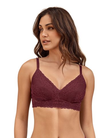 BRALETTE MUJER LEONISA 91090 CON COSTURAS INTERNAS QUE SIMULAN ARCOS VINO - 1
