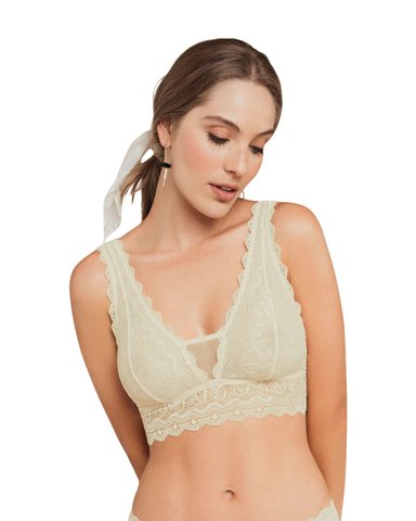 BRALETTE TRIANGULAR EN TUL Y ENCAJE ELASTICO EN BASE DEL BUSTO 011971 MARFIL - 1