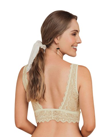 BRALETTE TRIANGULAR EN TUL Y ENCAJE ELASTICO EN BASE DEL BUSTO 011971 MARFIL - 2