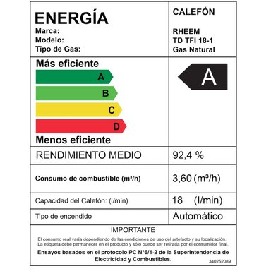 CALEFONT A GAS NATURAL 18 L RHEEM TIRO FORZADO - 8