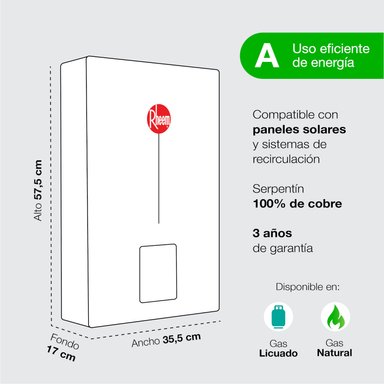CALEFONT A GAS NATURAL 14 L RHEEM TIRO FORZADO - 7
