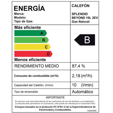 CALEFONT 10 LITROS GAS NATURAL TIRO NATURAL SPLENDID - 7