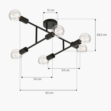 LAMPARA DE TECHO LEXIE X6 NEGRO FORM - 7