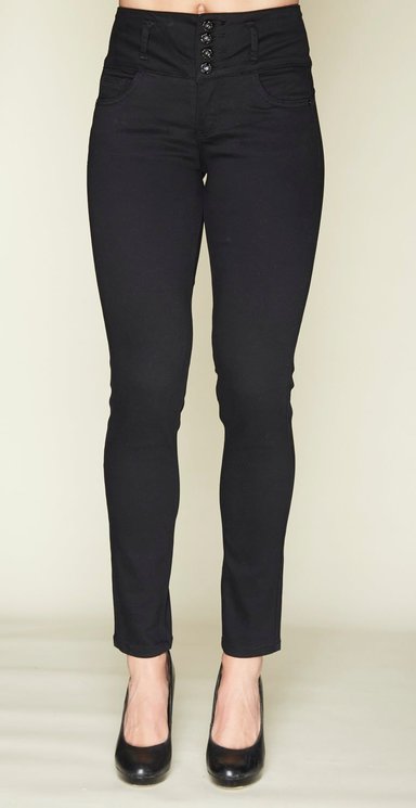 PANTALON MUJER TENTATION NEGRO GABARDINA 4 BOTONES - 1