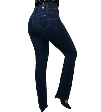 JEANS MUJER TENTATION AZUL MARINO PUSH UP RECTO TIRO ALTO - 2