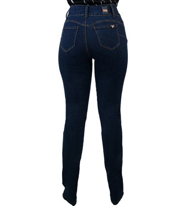 JEANS MUJER TENTATION AZUL MARINO PUSH UP RECTO TIRO ALTO - 3