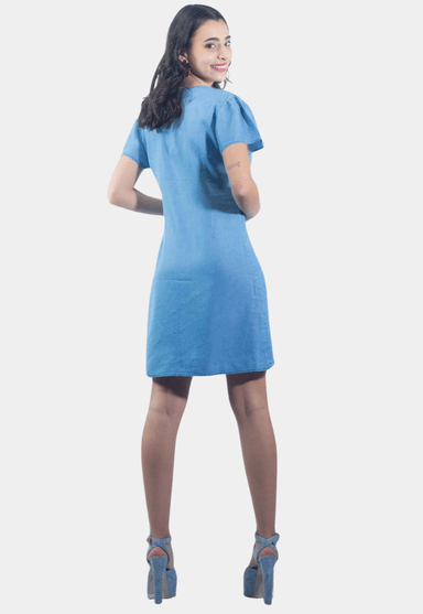 VESTIDO CASUAL TENCEL AZUL TENTATATION - 3