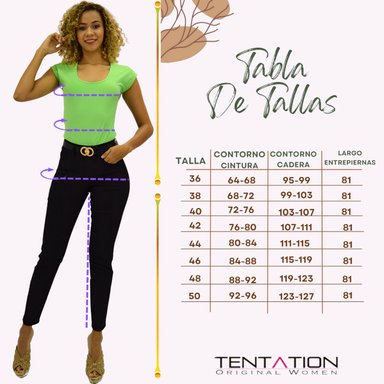 JEAN LARGO MUJER TENTATION NEGRO RECTO T.A. PUSH UP - 5