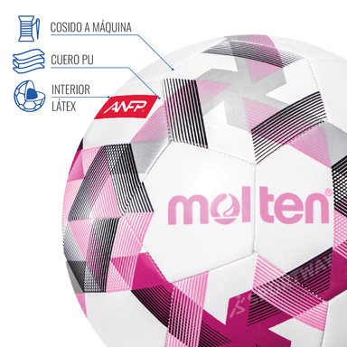 BALON FUTBOL FG 1000 ANFP LOGO MOLTEN BLANCO/ROSADO T5 - 2