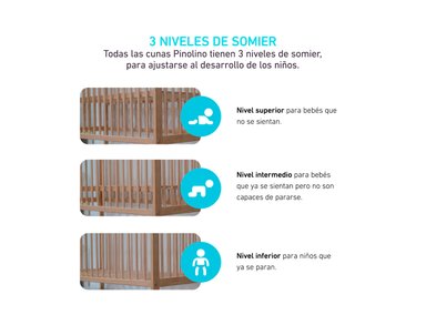 CUNA PINOLINO FLORIAN MADERA CAMEL 70X140 + COLCHÓN - 4