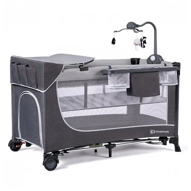 CUNA KINDERKRAFT LEODY GRIS DE VIAJE - 1