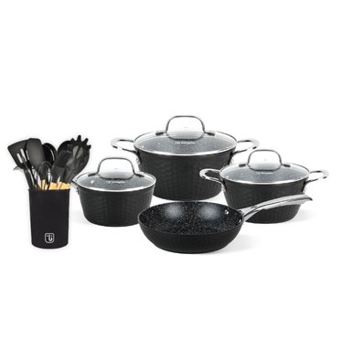 PACK BATERÍA COPPER 7PZ + SET 12 UTENSILIOS NEGRO SIMPLIT - 1