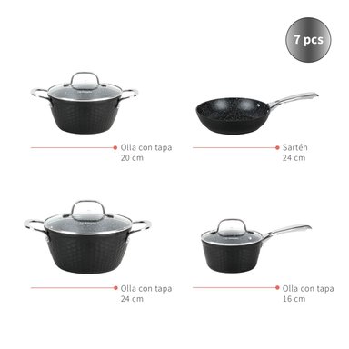 PACK BATERÍA COPPER 7PZ + SET 12 UTENSILIOS NEGRO SIMPLIT - 3