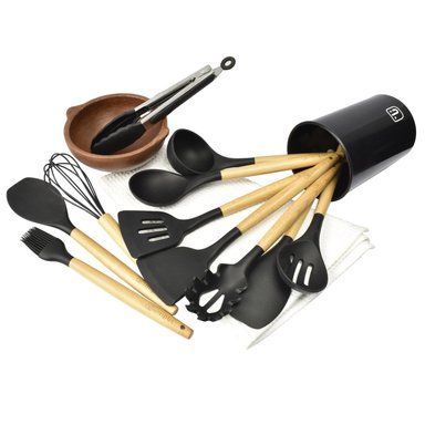 BATERIA COCINA SAVANNAH 9PZS + SET 12 UTENSILIOS NEGRO - 8