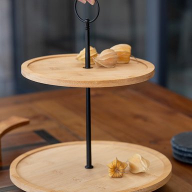 SOPORTE PARA POSTRES 2 NIVELES BAMBU 25 CM 5FIVE - 5
