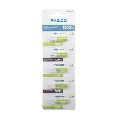 PACK 5 PILAS RECARGABLES AAA PHILCO 1200MHA - 1