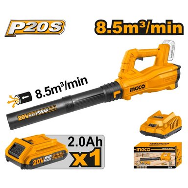 SOPLADOR + 1 BATERIA 2,0AH Y CARGADOR NORMAL 20V-8,5M³/MIN INGCO CABLI203235 - 2