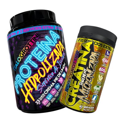 PROTEINA ITALO GROTTINI HIDROLIZADA PIE LIMON POLVO 2.3 LB + CREATINA 40 SV MANGO MARACUYA - 1