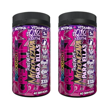 PACK 2 FRASCOS CREATINA ITALO GROTTINI MONOHIDRATO CANDY POP POLVO 40 SERV C/U - 1