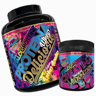 PROTEINA ITALO GROTTINI WHEY DELICIOSA LECHE ASADA POLVO 5 LB + CREATINA 400GR SIN SABOR - 1