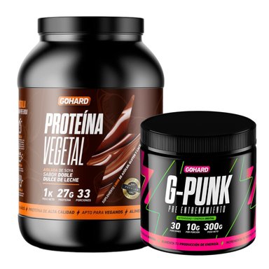 PROTEINA GOHARD DULCE LECHE 33 SERV POLVO 1 KG + PRE ENTRENAMIENTO G-PUNK 30 SERV - 1