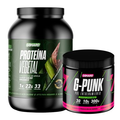 PROTEINA GOHARD CACAO ORGANICO 33 SERV POLVO 1 KG + PRE ENTRENAMIENTO G-PUNK 30 SERV - 1
