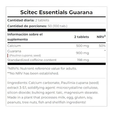 SUPLEMENTO ALIMENTICIO SCITEC NUTRITION SUPER GUARANA 100 TABLETAS - 2