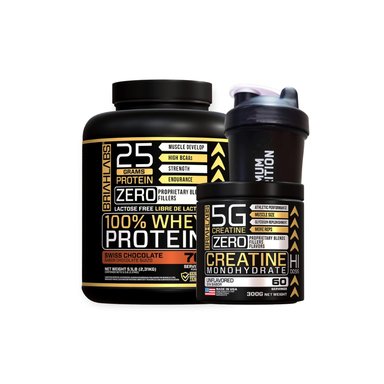 SET PROTEINA BRIAHLABS 100% WHEY PROTEIN CHOCOLATE 5 LB + CREATINA 60SV + SHAKER - 1