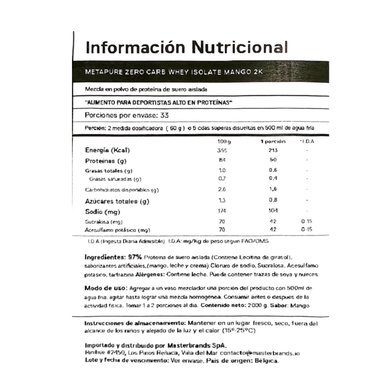 PROTEINA METAPURE ISO WHEY ZERO MANGO 2KG - QNT - 2
