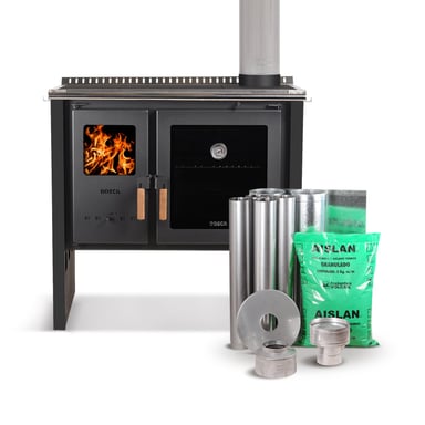 PACK COCINA A LEÑA BOSCA HESTIA 90 CHARCOAL + KIT BASE - 1
