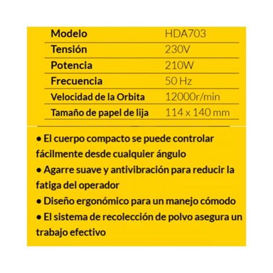 LIJADORA ORBITAL KRAFTER 210W +RECOLECTOR POLVO - 2
