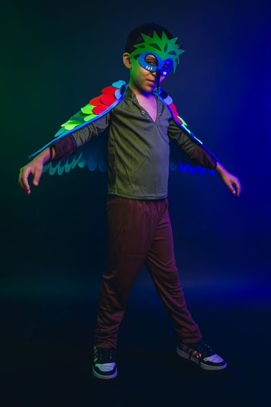 DISFRAZ INFANTIL COSPLAY PAJARO AVE VERDE NIÑOS JUEGOS ROL - 2