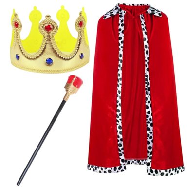 SET DISFRAZ REY CAPA CORONA Y BASTON ADULTO - 1