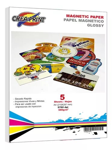 PAPEL IMANTADO 15 HOJAS TAMAÑO A4 MAGNETICO MARCA CREAPRINT - 1